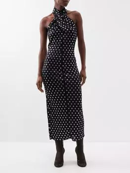 Платье макси из джерси с люверсами ALAA, черный