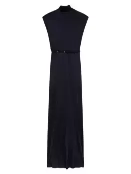 Платье макси из джерси с поясом Sportmax, черный