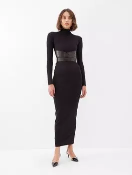 Платье макси из джерси с поясом и поясом ALAA, черный