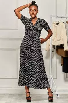 Платье макси из джерси с запахом спереди Jolie Moi, черный