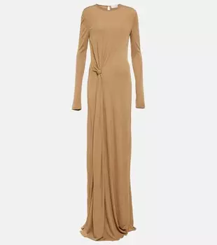 Платье макси из джерси SAINT LAURENT, черный