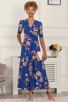 Платье макси из джерси со складками Paislyn Jolie Moi, синий