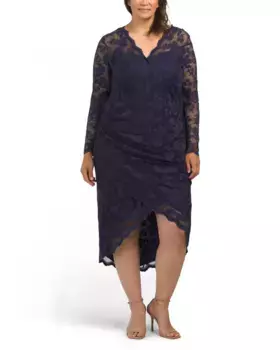 Платье макси из французского кружева Made In USA Plus Marsille Marina, синий