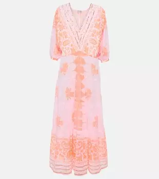 Платье макси из хлопка с принтом JULIET DUNN, разноцветный