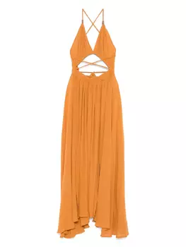 Платье макси из хлопка в складку Caravana, оранжевый
