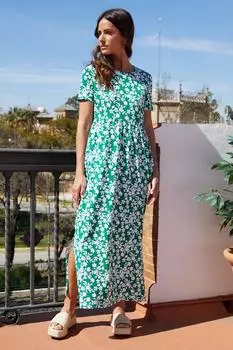 Платье макси из хлопкового джерси "Наташа" с карманами Threadbare, зеленый