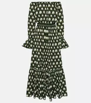 Платье макси из хлопкового поплина almendra perla Agua By Agua Bendita, мультиколор