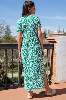 Платье макси из хлопкового трикотажа с карманами Threadbare, зеленый