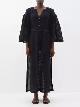 Платье макси из хлопковой сетки citrine Boteh, черный