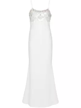 Платье макси из крепа с кристаллами Amen, белый