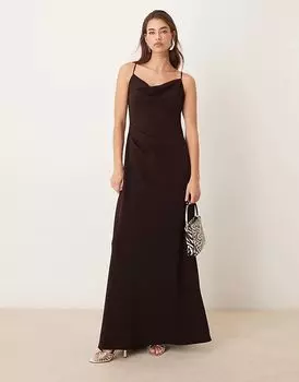 Платье макси из крепа с открытой спиной темно-сливового цвета ASOS DESIGN
