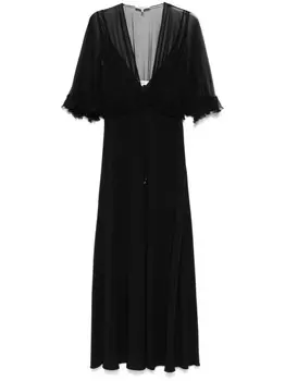 Платье макси из крепа с V-образным вырезом Chlo, черный