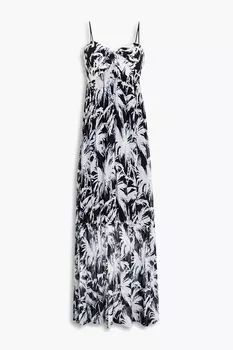 Платье макси из крепона с принтом Monica и вставками из джерси DIANE VON FURSTENBERG, черный