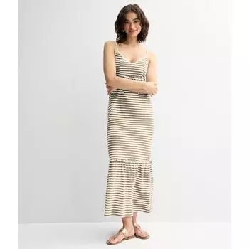 Платье макси из легкого трикотажа для юниоров So, цвет brown white stripe