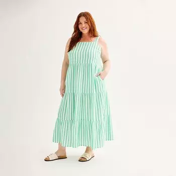 Платье макси из марли Sonoma Goods For Life больших размеров, цвет Bold Green Stripe