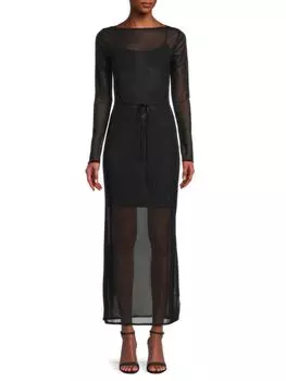 Платье макси из металлизированной сетки Renee C., черный