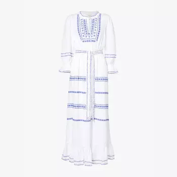 Платье макси из органического хлопка с вышивкой Freida Aspiga, белый