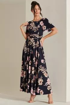 Платье макси из плиссированного джерси Rachalle Jolie Moi, синий