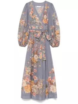 Платье макси из сального шелка ZIMMERMANN, синий