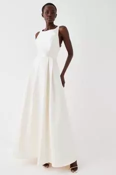 Платье макси из саржи цвета экрю с перекрестной спинкой Coast, белый