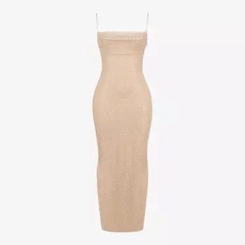 Платье макси из сетки и атласа, украшенное бусинами Калла House Of Cb, синий