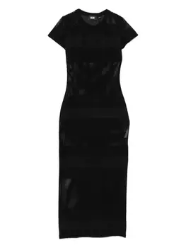 Платье макси из сетки с логотипом GCDS, черный