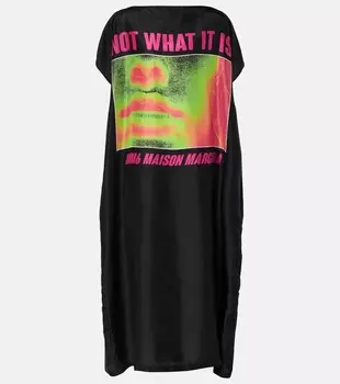Платье макси из шелка с принтом Mm6 Maison Margiela, цвет what print