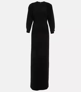 Платье макси из шерсти SAINT LAURENT, черный