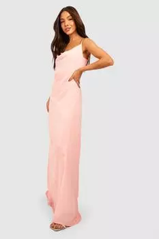 Платье макси из шифона Boohoo, коралловый
