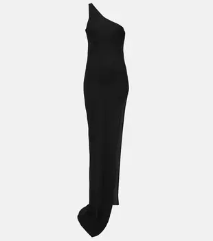 Платье макси из шифона на одно плечо MNOT, черный