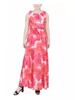 Платье макси из шифона с цветочным принтом для миниатюрных женщин NY Collection, розовый