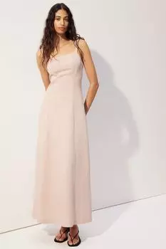 Платье макси из смеси льна H&M, розовый