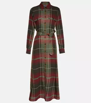 Платье макси из смесового хлопка в клетку Polo Ralph Lauren, мультиколор