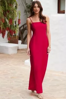 Платье макси из смесового льна Sosandar, розовый