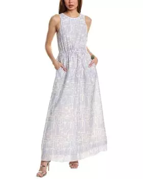 Платье макси из смесового шелка Emporio Armani, фиолетовый