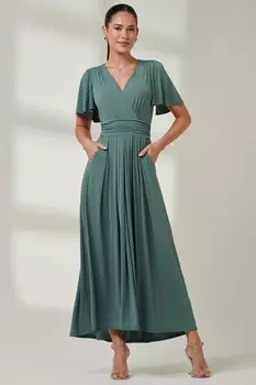 Платье макси из супергладкого джерси с рукавами ангела Jolie Moi, зеленый