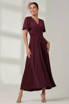 Платье макси из супергладкого трикотажа с лифом оберткой Jolie Moi, красный