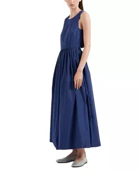 Платье макси из тафты с вырезами Emporio Armani, синий