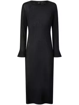 Платье макси из трикотажа в рубчик PINKO, черный