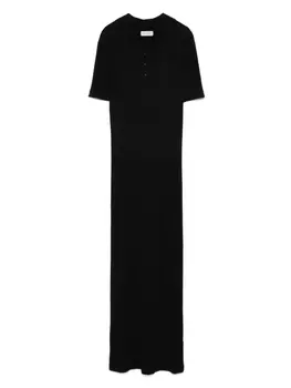 Платье макси из трикотажного полотна в рубчик Le Kasha, черный