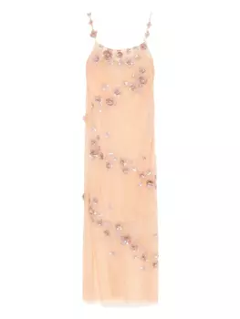 Платье макси из тюля, украшенное пайетками Blumarine, розовый