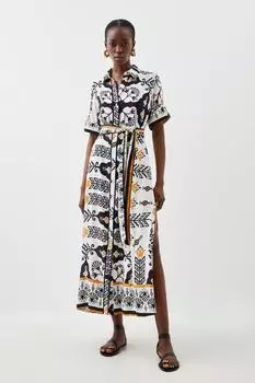 Платье макси из вискозной ткани с короткими рукавами Karen Millen, мультиколор