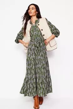 Платье макси из вискозы Petite alba Boden, зеленый