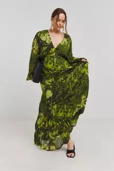 Платье макси из жоржета с разрезом Simply Be, зеленый