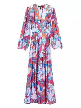 Платье макси из жоржетта с цветочным принтом Weekend Max Mara, многоцветный