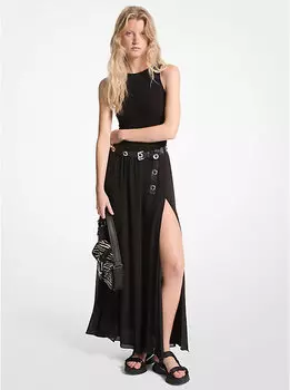 Платье макси из жоржетта со сборками Michael Kors, черный