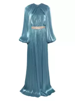 Платье макси Jazmin с декоративными складками Costarellos, синий