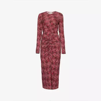 Платье макси Jelina с абстрактным узором из эластичной ткани Isabel Marant, цвет cranberry
