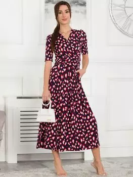 Платье макси Jolie Moi Coleen с животным принтом, Темно-синий/Мульти