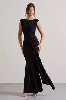 Платье макси Kadie без рукавов со сборками и драпировкой Club L London, черный